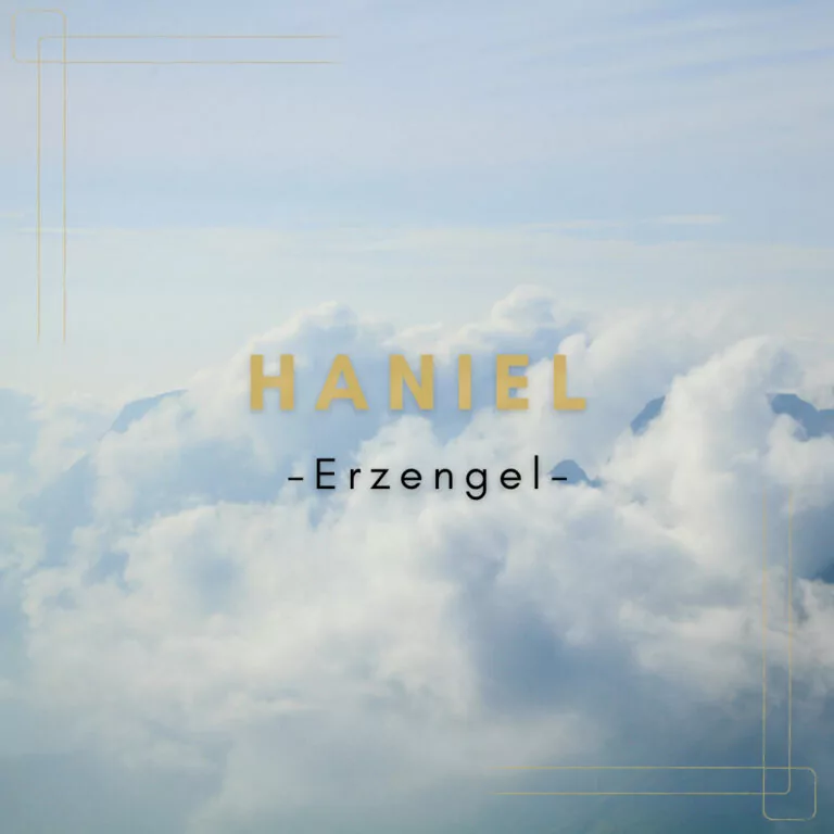 Text mit der Beschriftung "Erzengel Haniel". Symbolbild für einen Erzengel-Artikel.