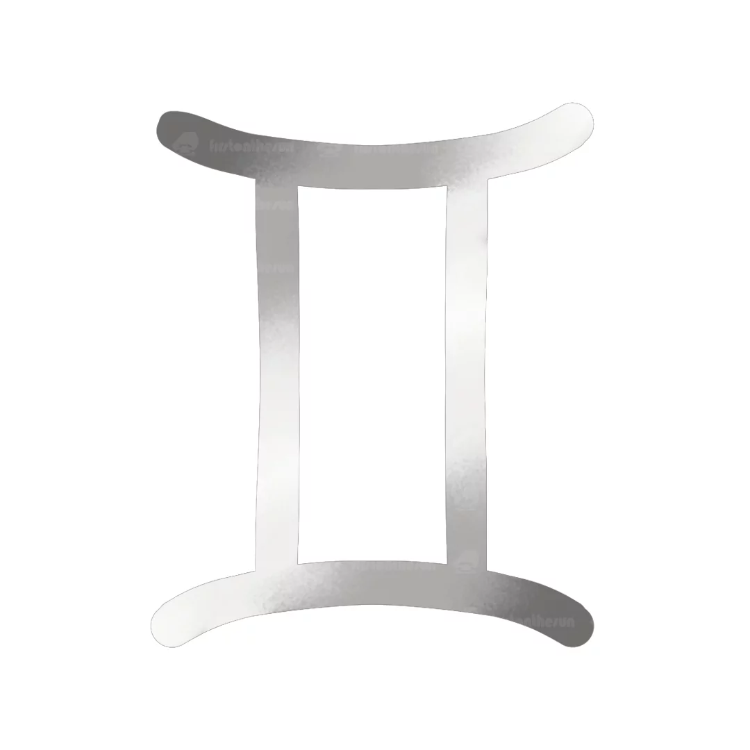 Das alchemistische Symbol des Sternzeichen Zwilling in Silber mit firstonthesun Wasserzeichen.