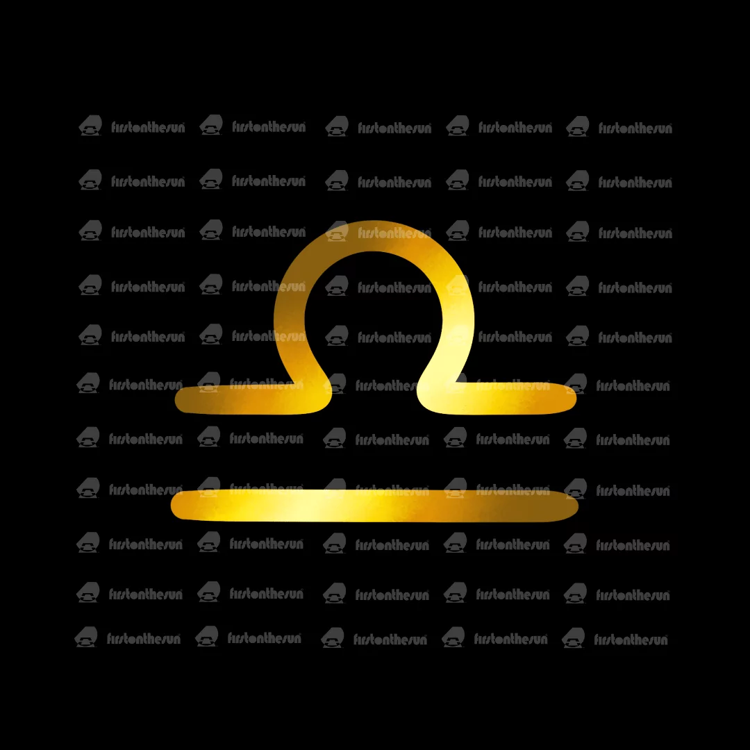 Das alchemistische Symbol des Sternzeichen Waage in Gold mit firstonthesun Wasserzeichen.
