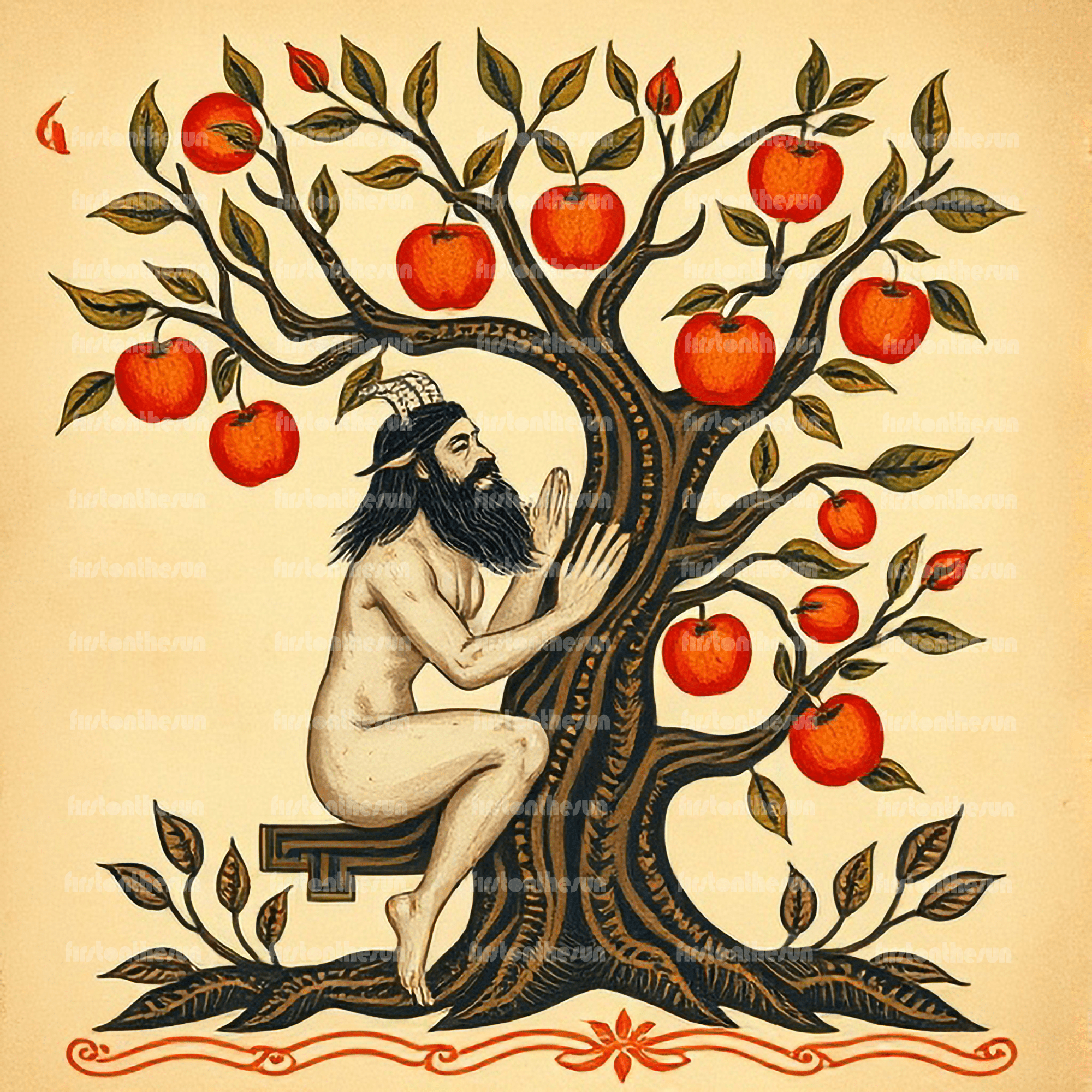 Abstrakte Zeichnung des Fabelwesen Satyr. Es handelt sich um eine mythologische Kreatur.