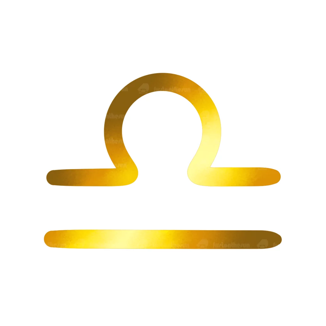 Das alchemistische Symbol des Sternzeichen Waage in Gold mit firstonthesun Wasserzeichen.